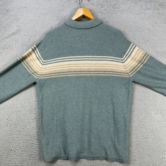 Marine Layer Merino Wool Blend Elias Sweater Polo Men Large Blue Casual Knit NEW